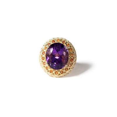 Royal Purple Amethyst, Diamond & Sapphire Ring