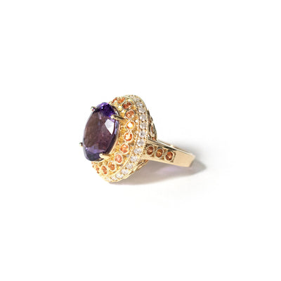 Royal Purple Amethyst, Diamond & Sapphire Ring