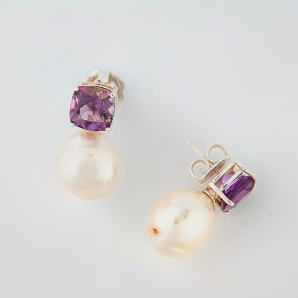 Baroque Pearl & Purple Amethyst Earrings