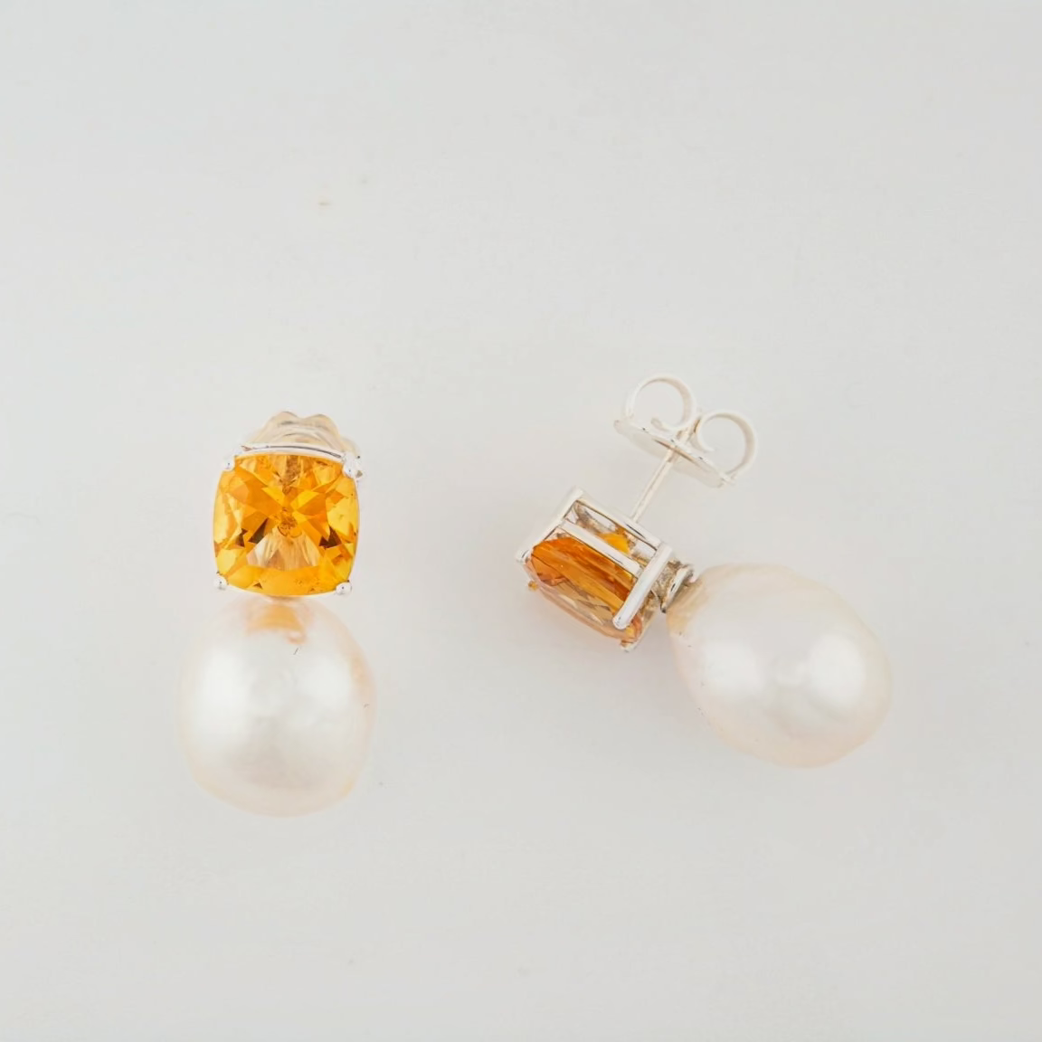 Baroque Pearl & Citrine Earrings