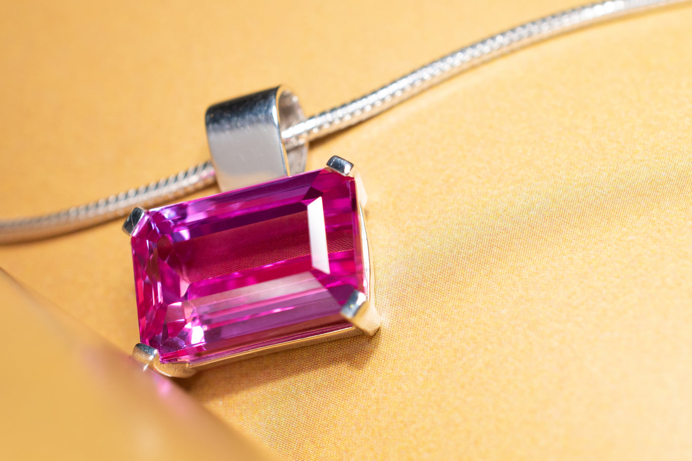 Vivid Pink Topaz Necklace