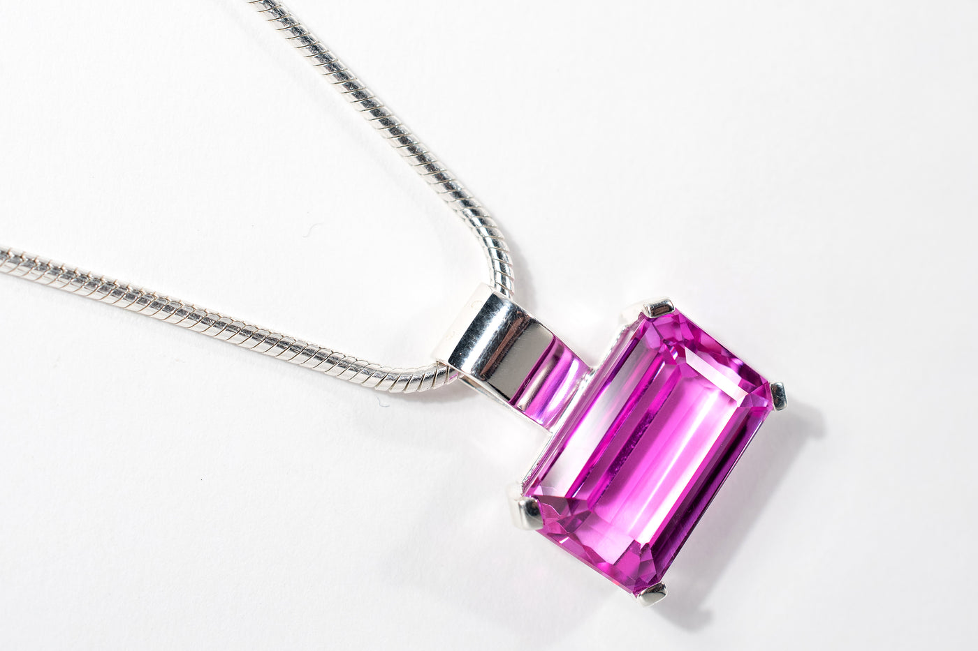 Vivid Pink Topaz Necklace