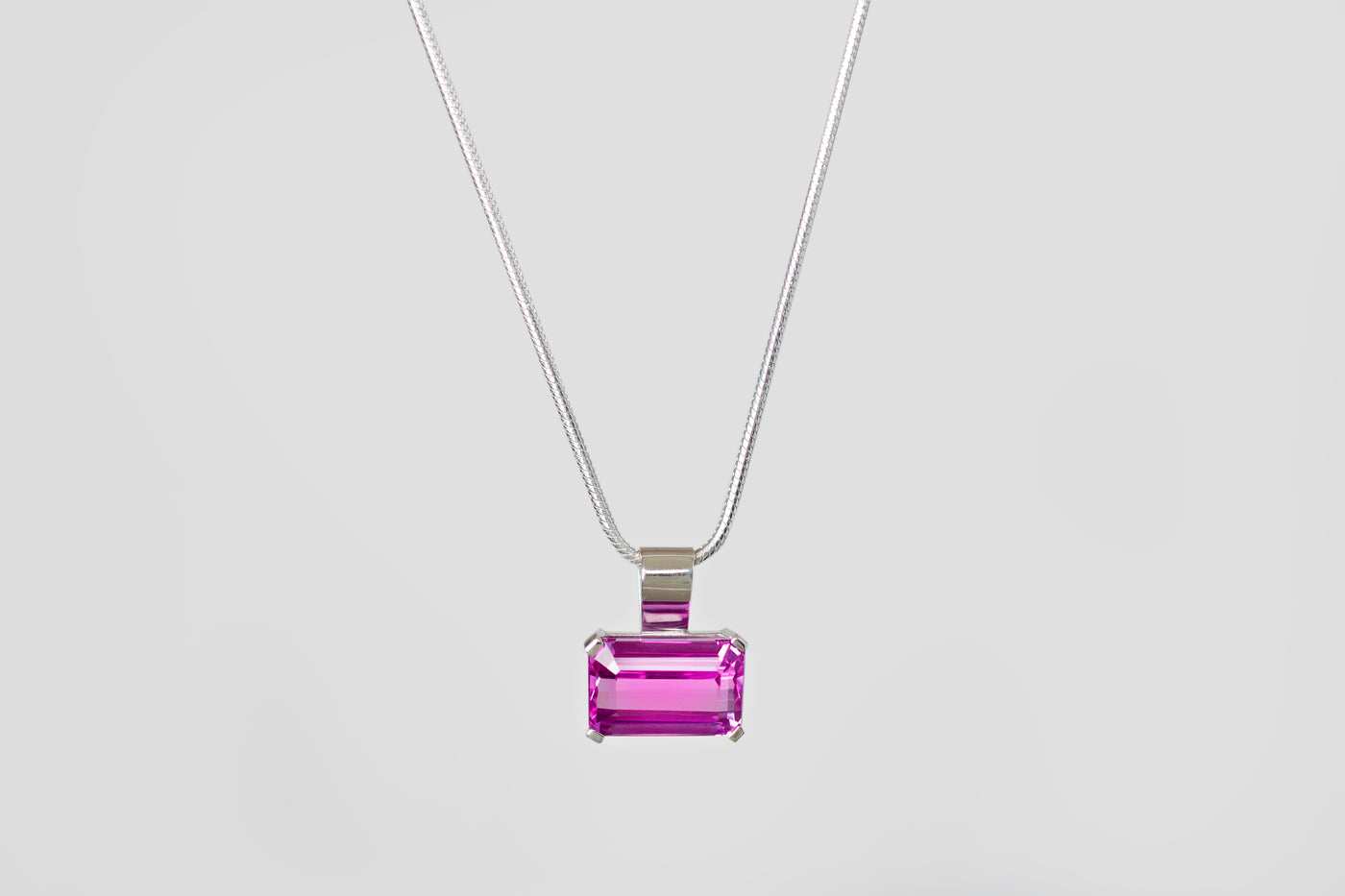 Vivid Pink Topaz Necklace