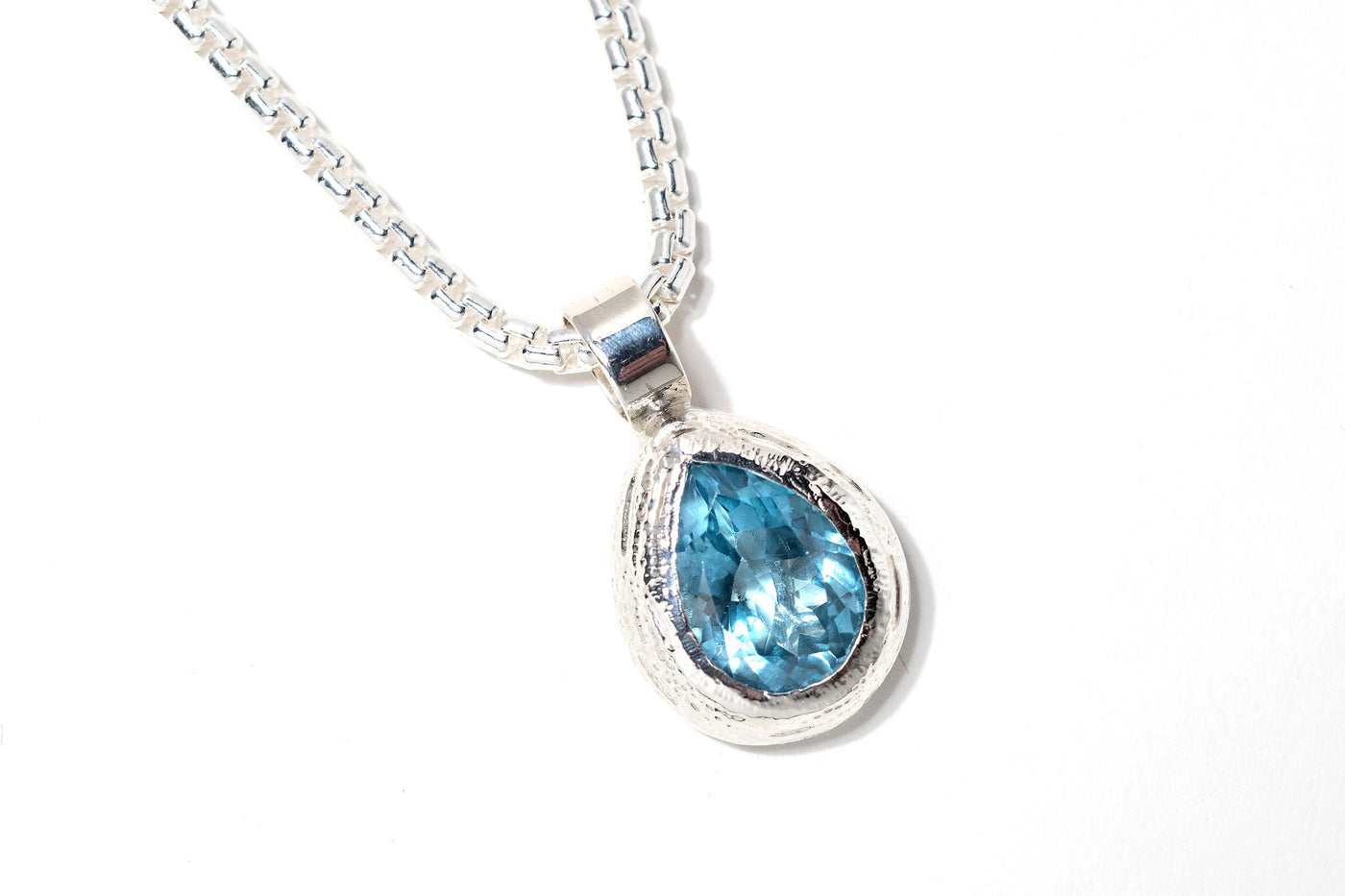 Swiss Blue Topaz Pendant Necklace