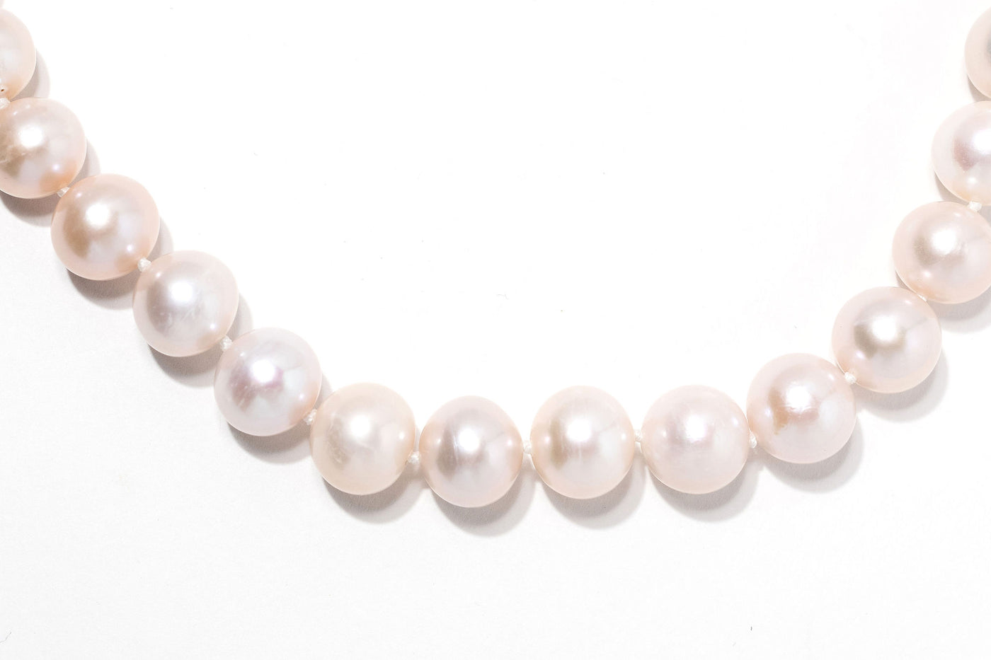 White Round Oversized Fresh Water Pearl Necklace - 16 inch