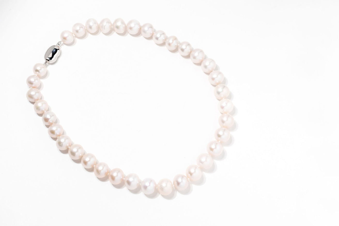 White Round Oversized Fresh Water Pearl Necklace - 16 inch