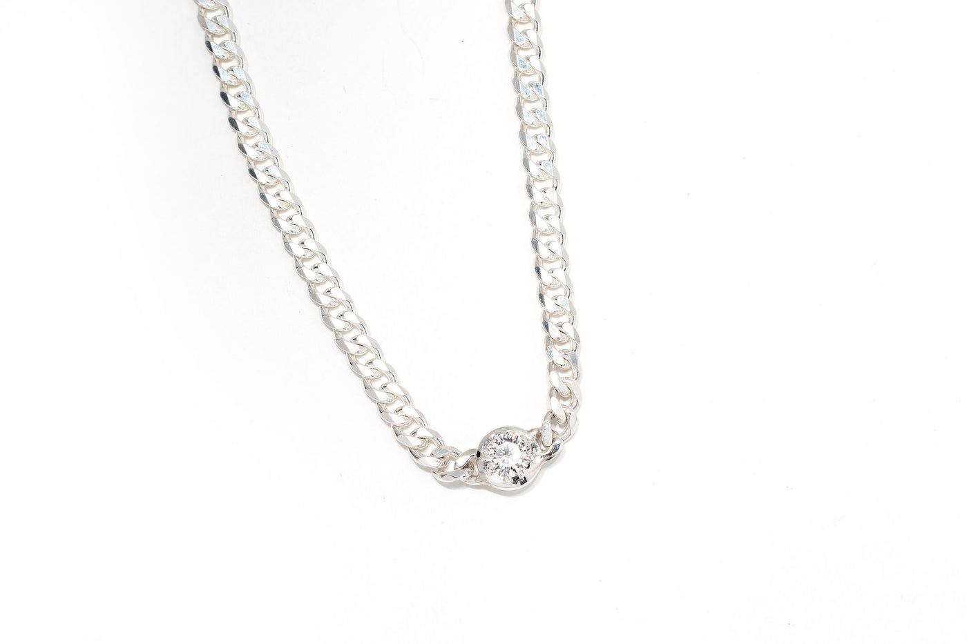 The Mini Link - Moissanite & Cuban link Necklace - 18 inch