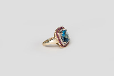 Pink Sapphire & Topaz Glam Ring - 10k Solid Gold