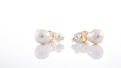 Citrine and Baroque Pearl Earrings