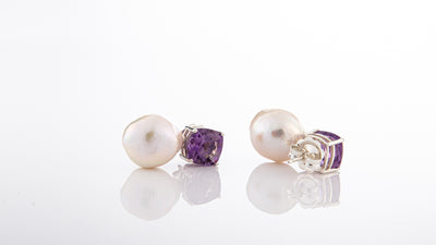 Baroque Pearl & Purple Amethyst Earrings