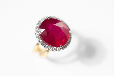 Ruby and Diamond Ring - Made to Order 14k White & Yellow Gold