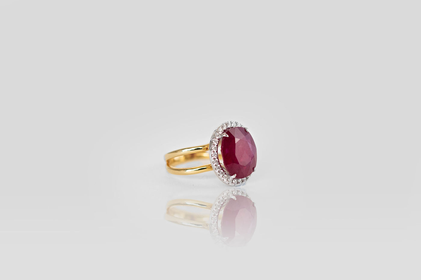 Ruby and Diamond Ring - Made to Order 14k White & Yellow Gold