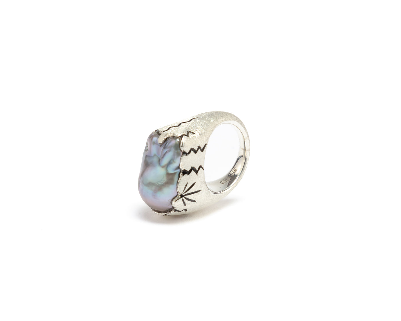 Baroque ‘baby’ Pinky Pearl Ring - Black/Purple