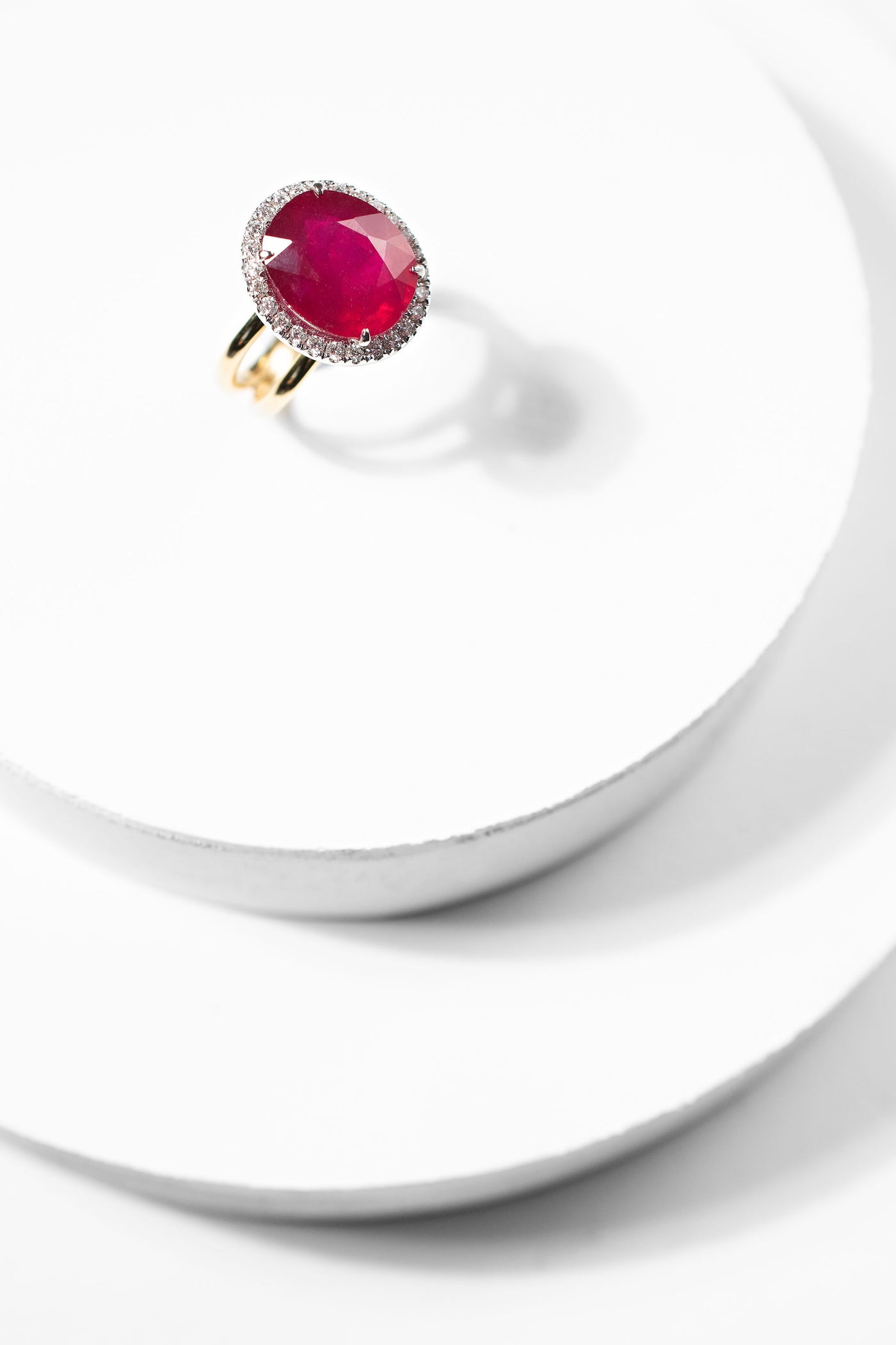 Ruby and Diamond Ring - Made to Order 14k White & Yellow Gold