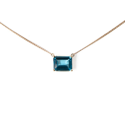 Parrot Blue Tourmaline Gold Necklace