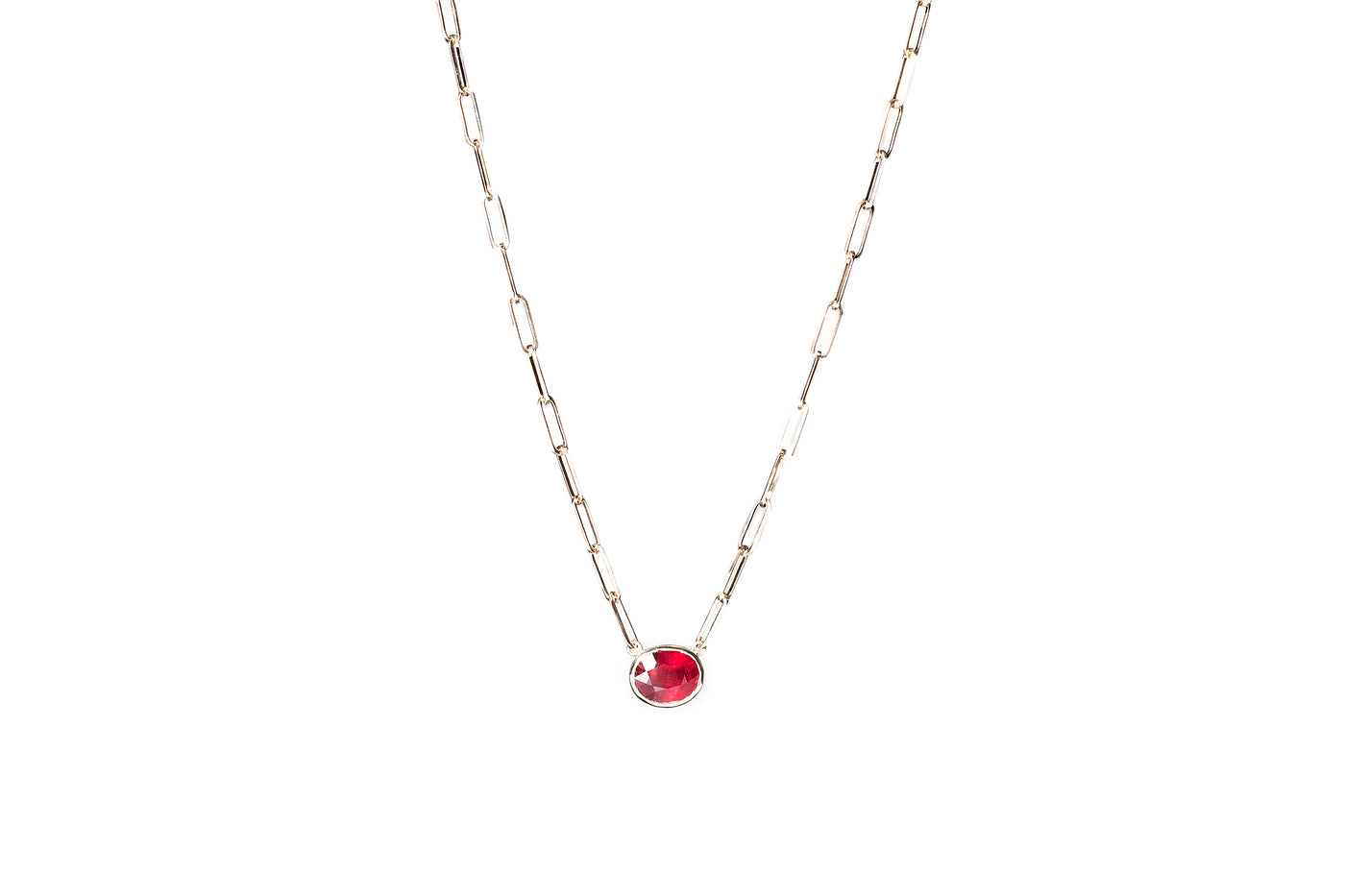 Oval Ruby Necklace -14k