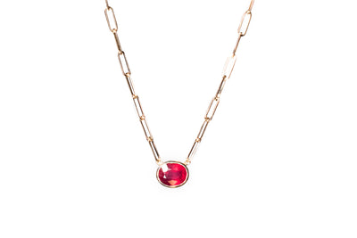 Oval Ruby Necklace -14k