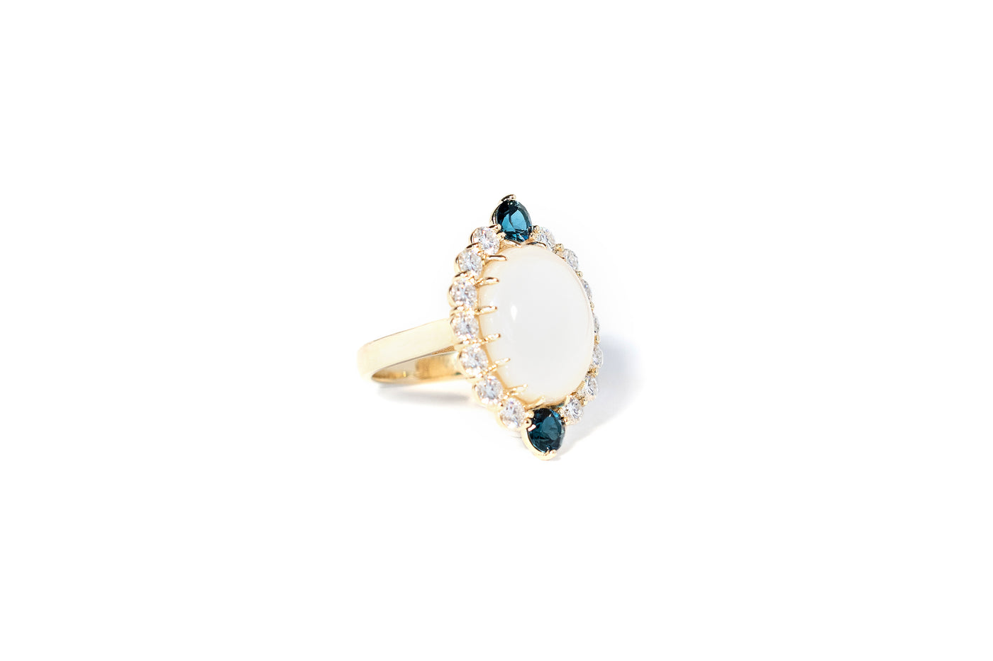 10ct Moonstone and Blue Topaz Ring - 10k