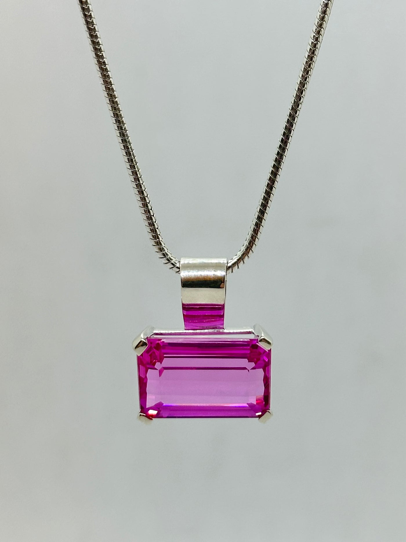 Vivid Pink Topaz Necklace