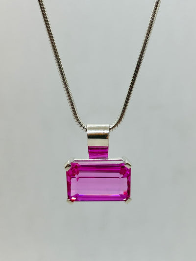 Vivid Pink Topaz Necklace