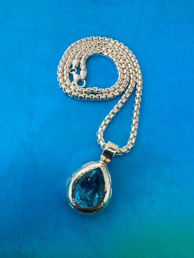 Swiss Blue Topaz Pendant Necklace