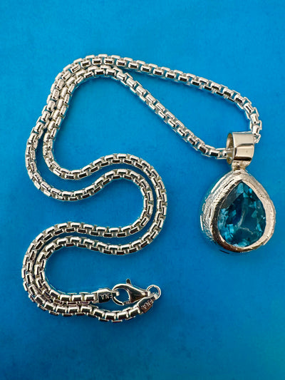 Swiss Blue Topaz Pendant Necklace