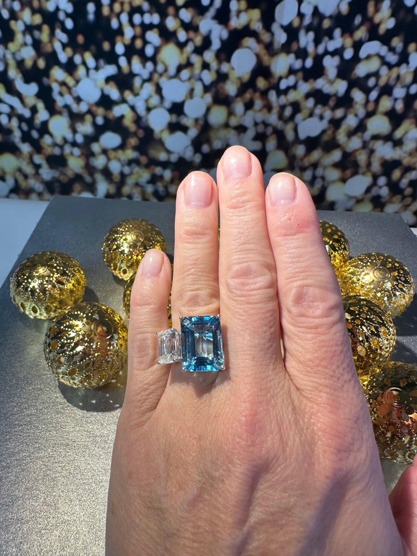 Large Blue Topaz Cocktail Ring