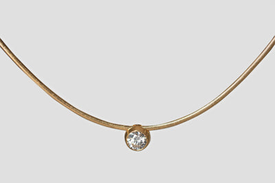 Omega 3ct Moissanite Necklace - 14k yellow gold