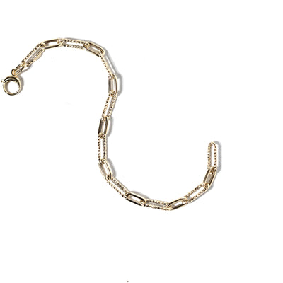 Diamond Cut Paperclip Bracelet - 14k Yellow Gold