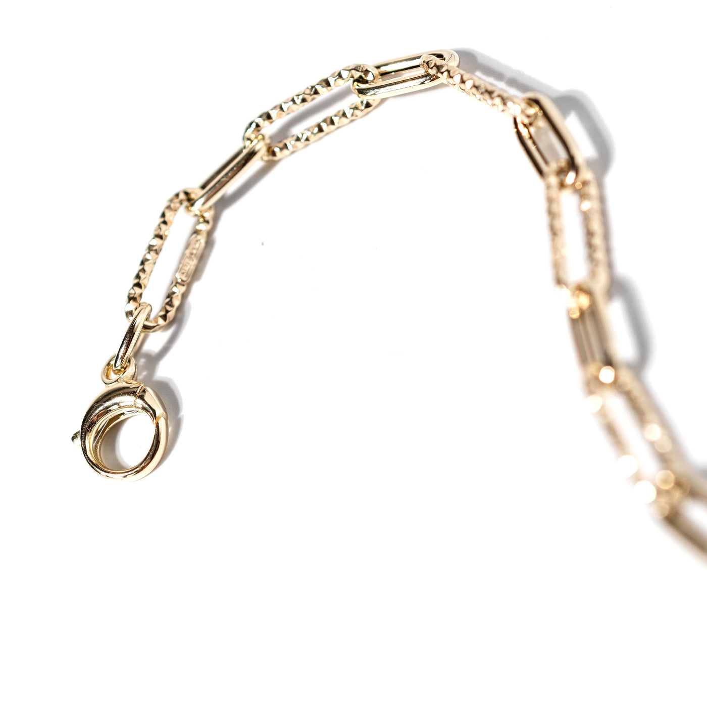 Diamond Cut Paperclip Bracelet - 14k Yellow Gold