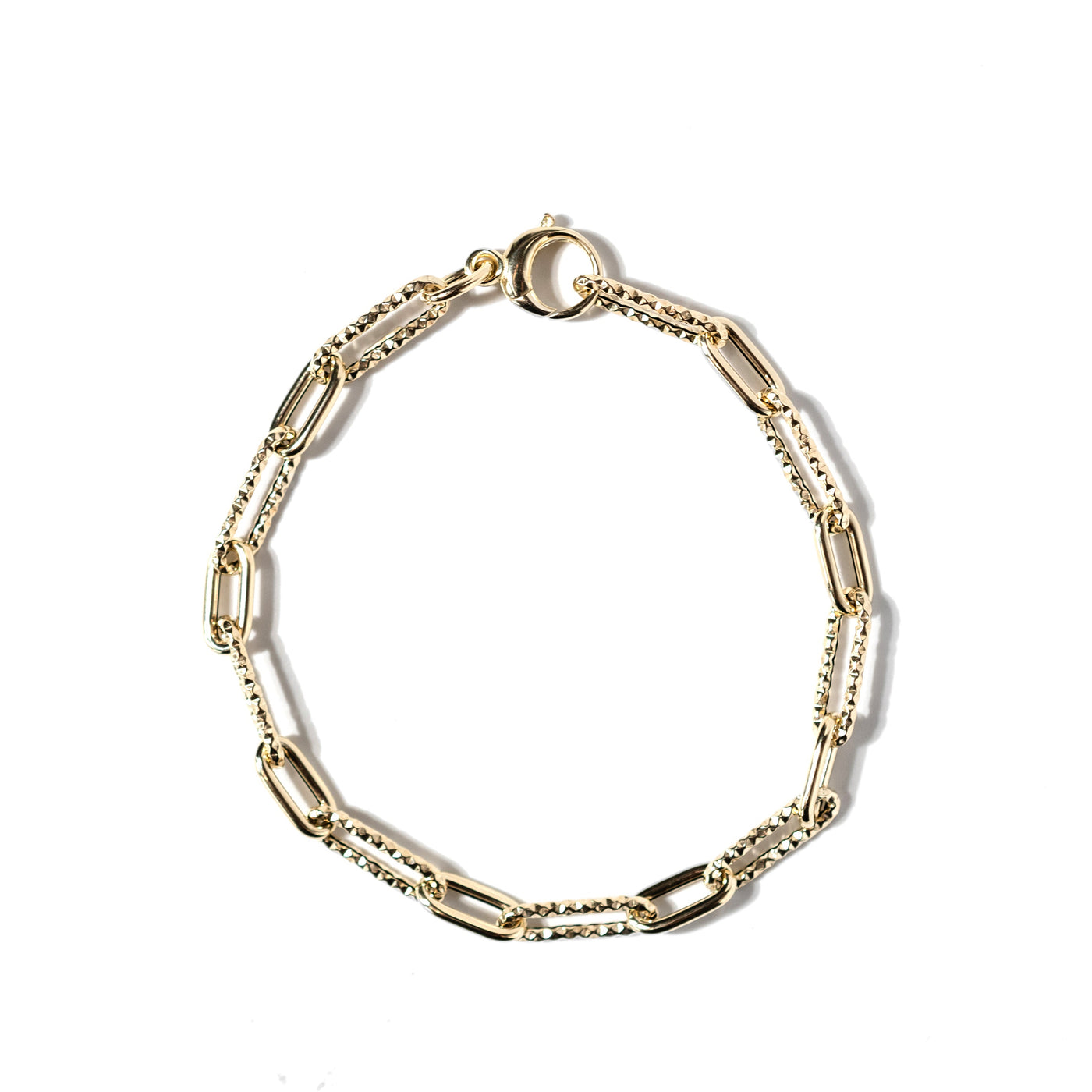 Diamond Cut Paperclip Bracelet - 14k Yellow Gold