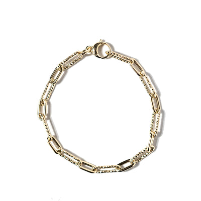 Diamond Cut Paperclip Bracelet - 14k Yellow Gold