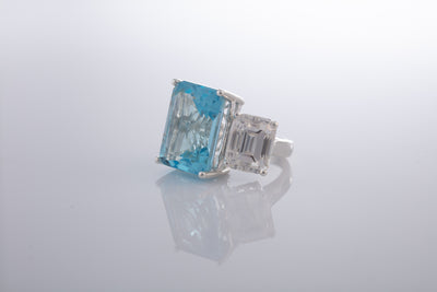 Large Blue Topaz Cocktail Ring